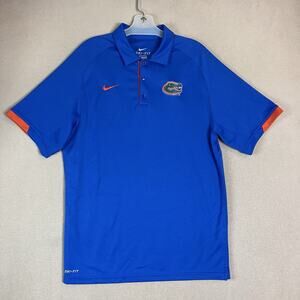 Nike Polo Shirt Mens S Blue Florida Garters Logo Dri Fit Performance Stretch